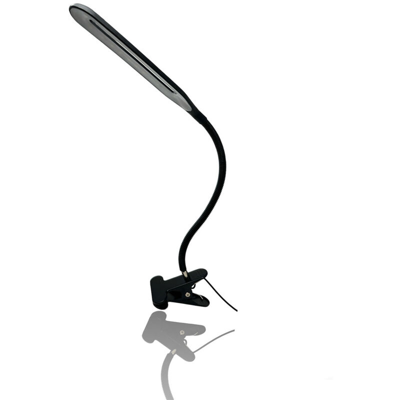 foto del prodotto lampada da scrivania a led 5 watt con pinza braccio flessibile orientabile 360 nero