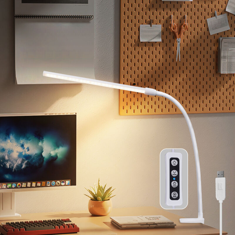foto del prodotto lampada da scrivania a led a pinza bianca lampada diurna lampada da scrivania con 3 temperature di colore e 5 livelli di luminosit usb lampada da