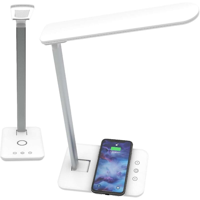foto del prodotto lampada da scrivania a led con caricabatterie intelligente wireless, lampada da comodino da notte per ufficio a casa luminosit dimmerabile 3