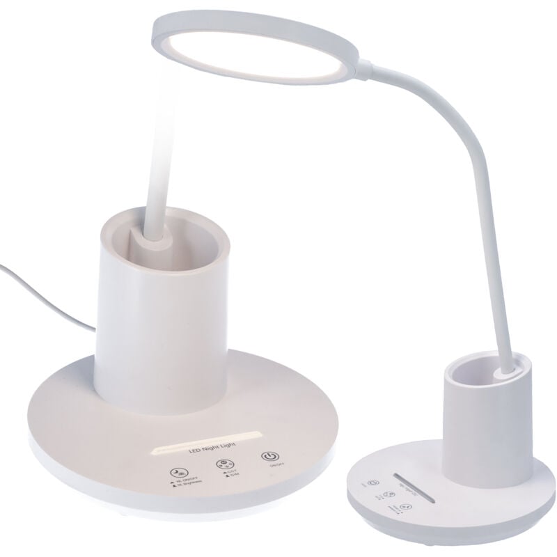foto del prodotto lampada da scrivania a led con tre colori di luce per lavorare con un contenitore