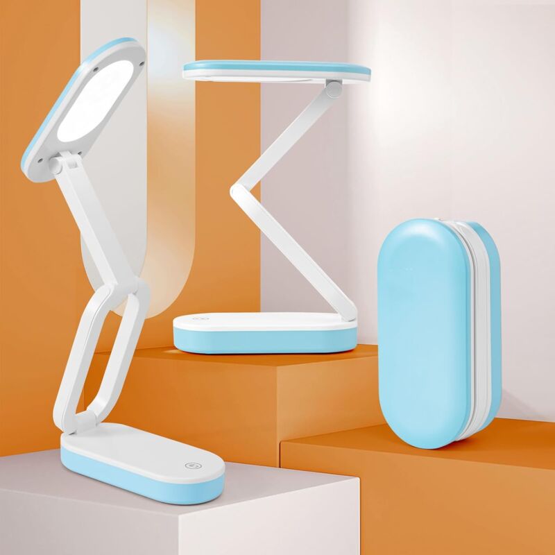 foto del prodotto lampada da scrivania a led, lampade da comodino portatili, lampade da scrivania pieghevoli senza fili, lampada da lettura ricaricabile da 2400 mah,
