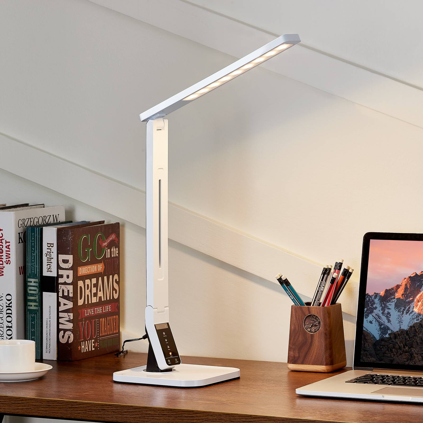 foto del prodotto lampada da scrivania a led lindby eleni, bianca, cct, dimmerabile