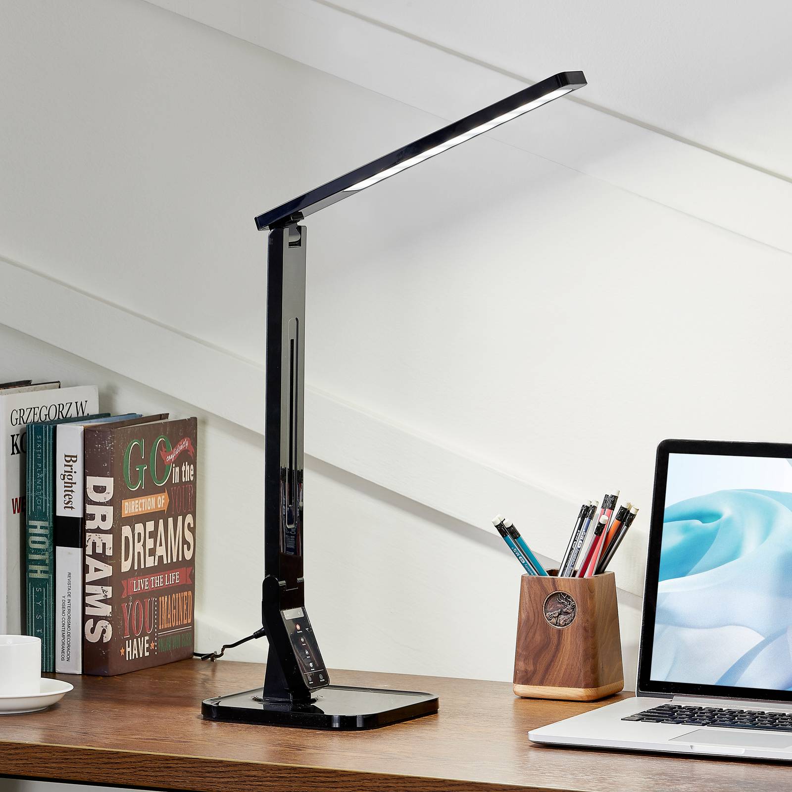 foto del prodotto lampada da scrivania a led lindby eleni, nera, cct, dimmerabile
