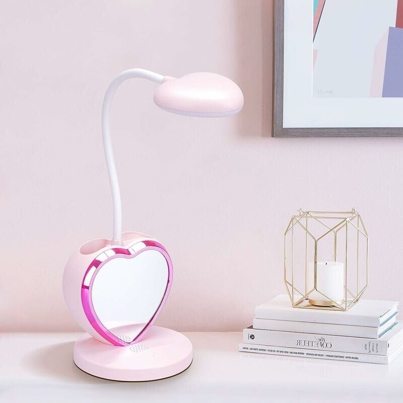 foto del prodotto lampada da scrivania a led per ragazze, lampada da tavolo gradevole per gli occhi con portapenne, porta usb ricaricabile, 2 temperature di colore per