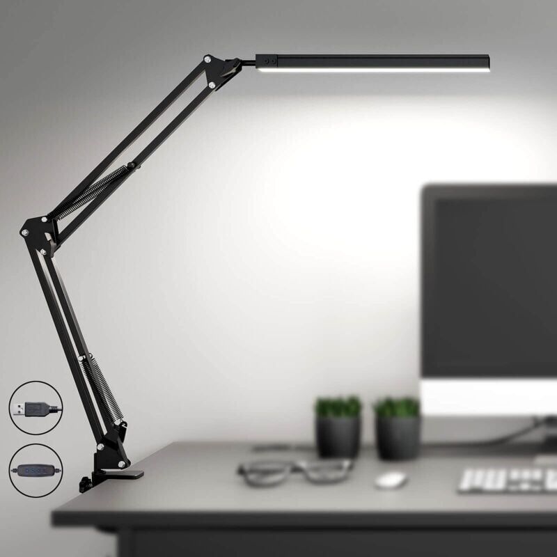 foto del prodotto lampada da scrivania a led potente con clip lampada a led per la protezione degli occhi 3 modalit di illuminazione nero classe energetica f 