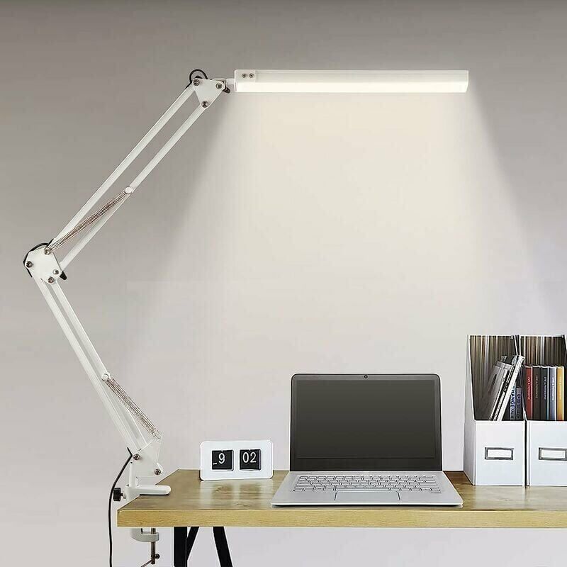 foto del prodotto lampada da scrivania a led ulisem, lampada da tavolo pieghevole per architetti con morsetto, 10 livelli di luminosit x 3 modalit colore, lampada da
