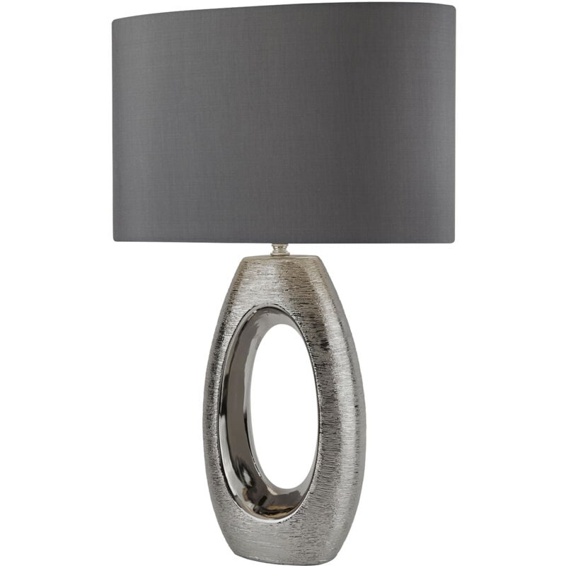 foto del prodotto lampada da scrivania artigiano ceramica cromo tessuto grigio 1 luce e27