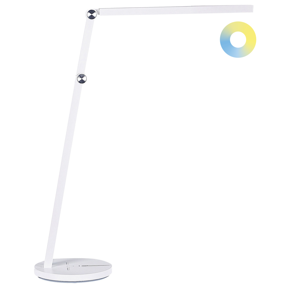 foto del prodotto lampada da scrivania bianca a led e tocco touch con luce d'intensità variabile e braccio regolabile stile moderno ufficio cameretta