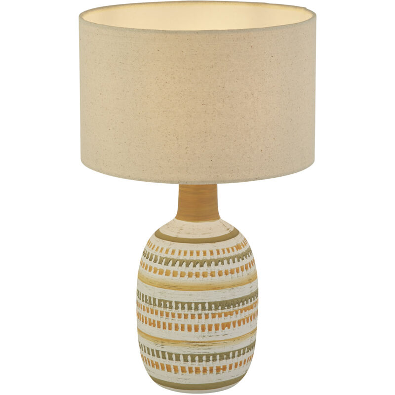 foto del prodotto lampada da scrivania calipso ceramica multicolor tessuto bianco 1 luce e14