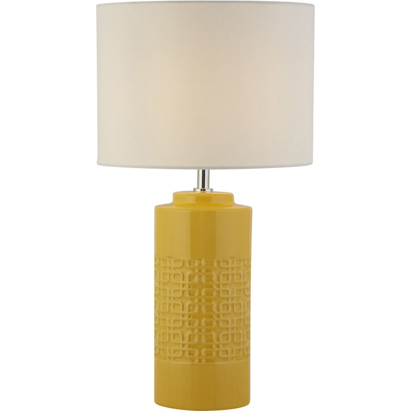 foto del prodotto lampada da scrivania charleston ceramica gialla tessuto bianco 1 luce e27