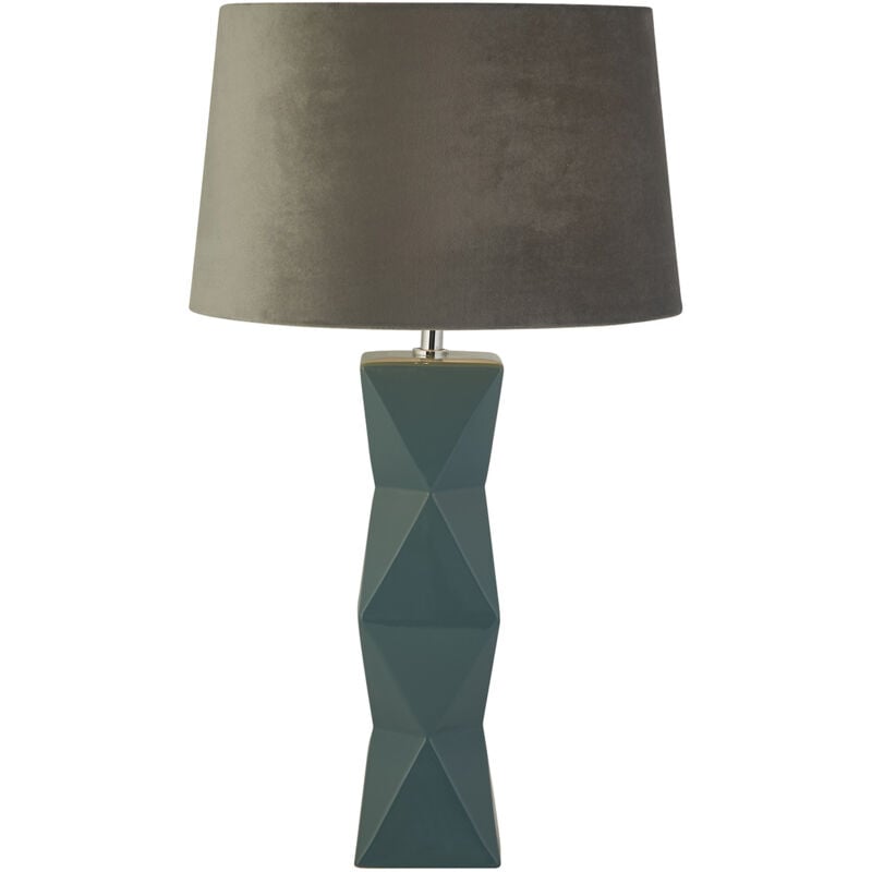 foto del prodotto lampada da scrivania chatham ceramica blu tessuto grigio 1 luce e27