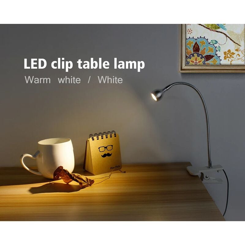 foto del prodotto lampada da scrivania con alimentazione usb con supporto a clip lampada da tavolo a led ricaricabile usb flessibile protezione per gli occhi
