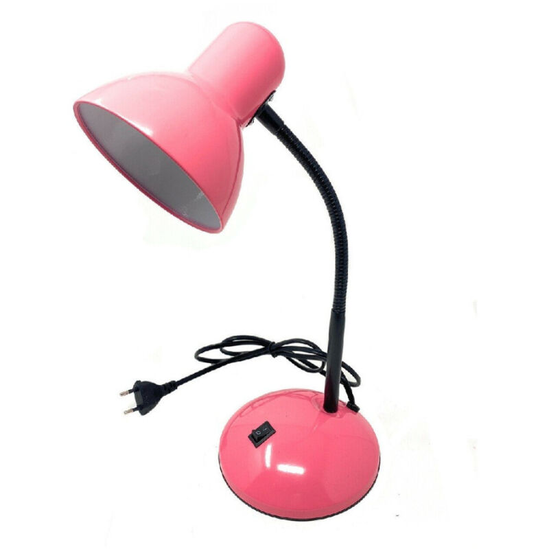 foto del prodotto lampada da scrivania con braccio flessibile luce lume tavolo per cameretta color rosa trade shop traesio