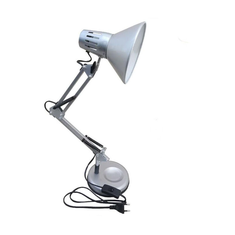 foto del prodotto lampada da scrivania con braccio snodabile luce da tavolo in metallo orientabile con morsetto incluso attacco per lampadine e27 per casa ufficio