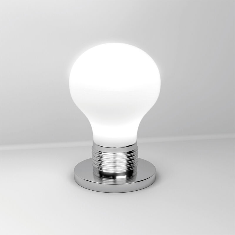foto del prodotto lampada da scrivania contemp big lamp metallo cromo vetro bianco 1 luce e27
