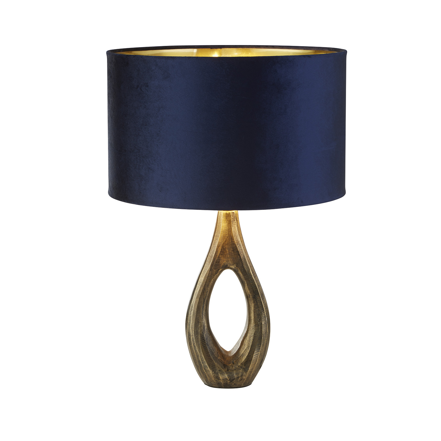 foto del prodotto lampada da scrivania contemporanea bucklow ottone tessuto blu 1 luce e27