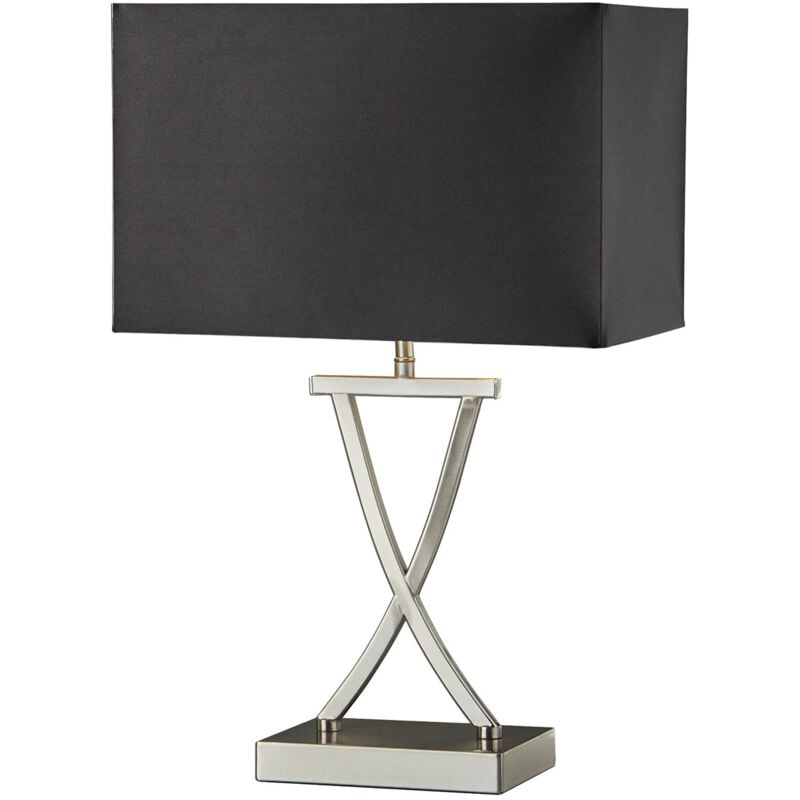 foto del prodotto lampada da scrivania contemporanea club acciaio argento tessuto nero 1 luce e14