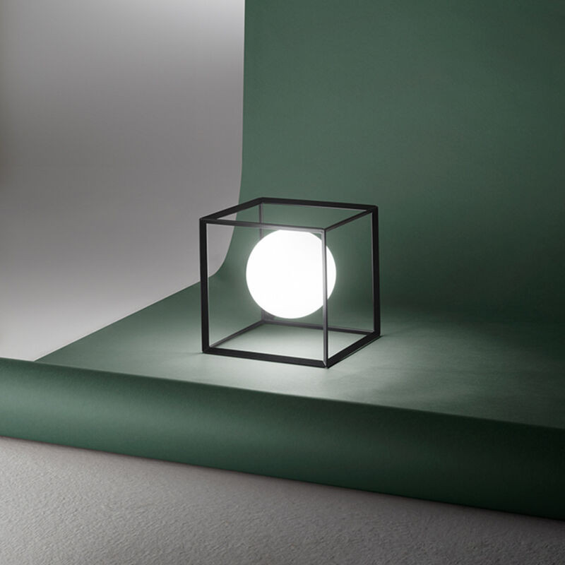 foto del prodotto lampada da scrivania contemporanea cube metallo nero 1 luce g9