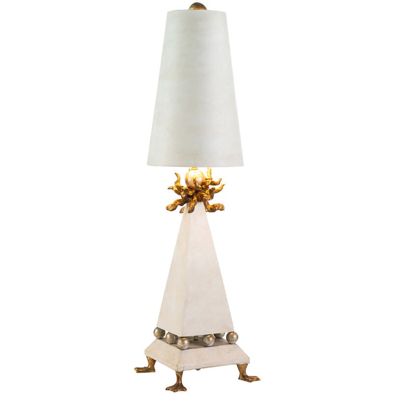 foto del prodotto lampada da scrivania contemporanea leda acciaio patinato crema 1 luce e27