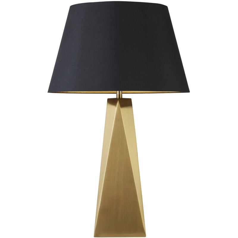 foto del prodotto lampada da scrivania contemporanea maldon acciaio nero tessuto oro 1 luce e27