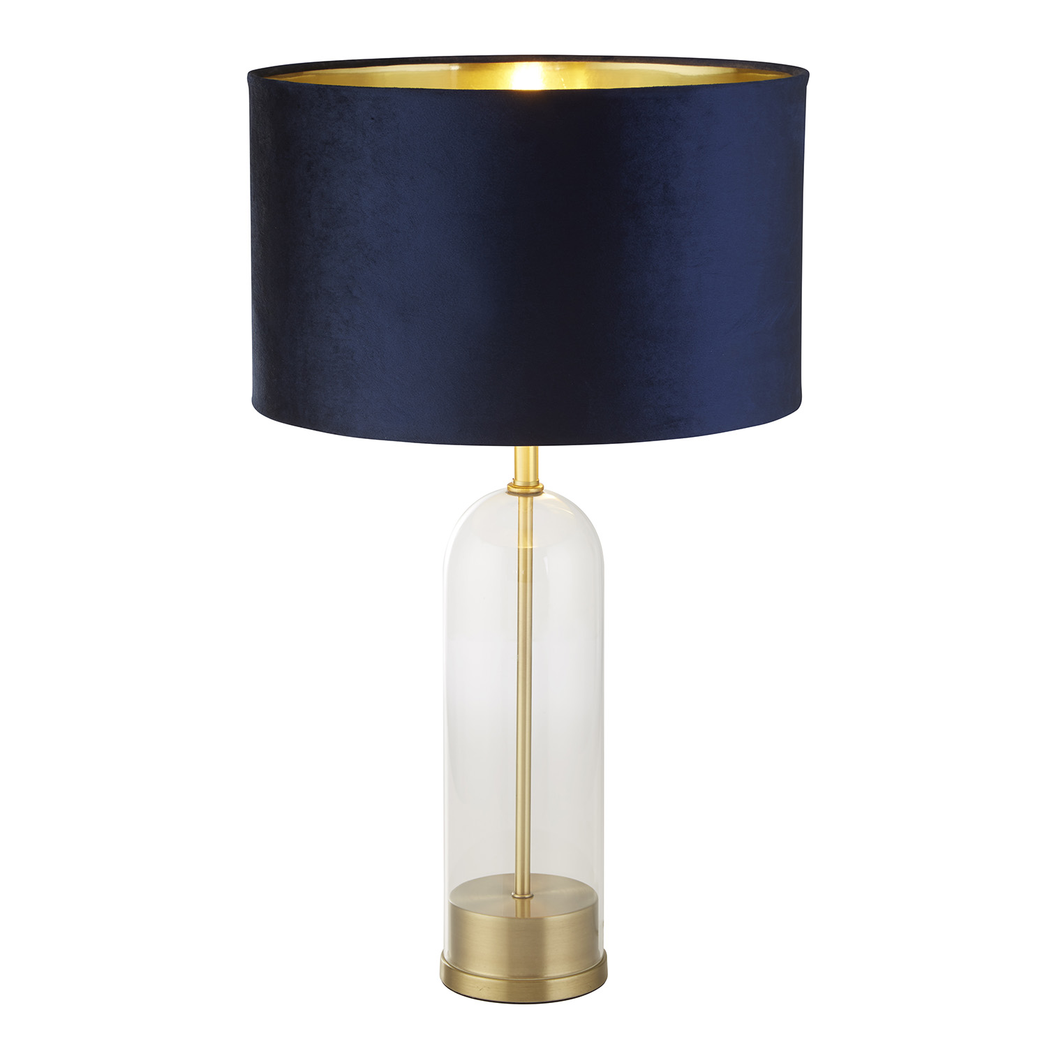foto del prodotto lampada da scrivania contemporanea oxford acciaio ottone tessuto blu 1 luce e27