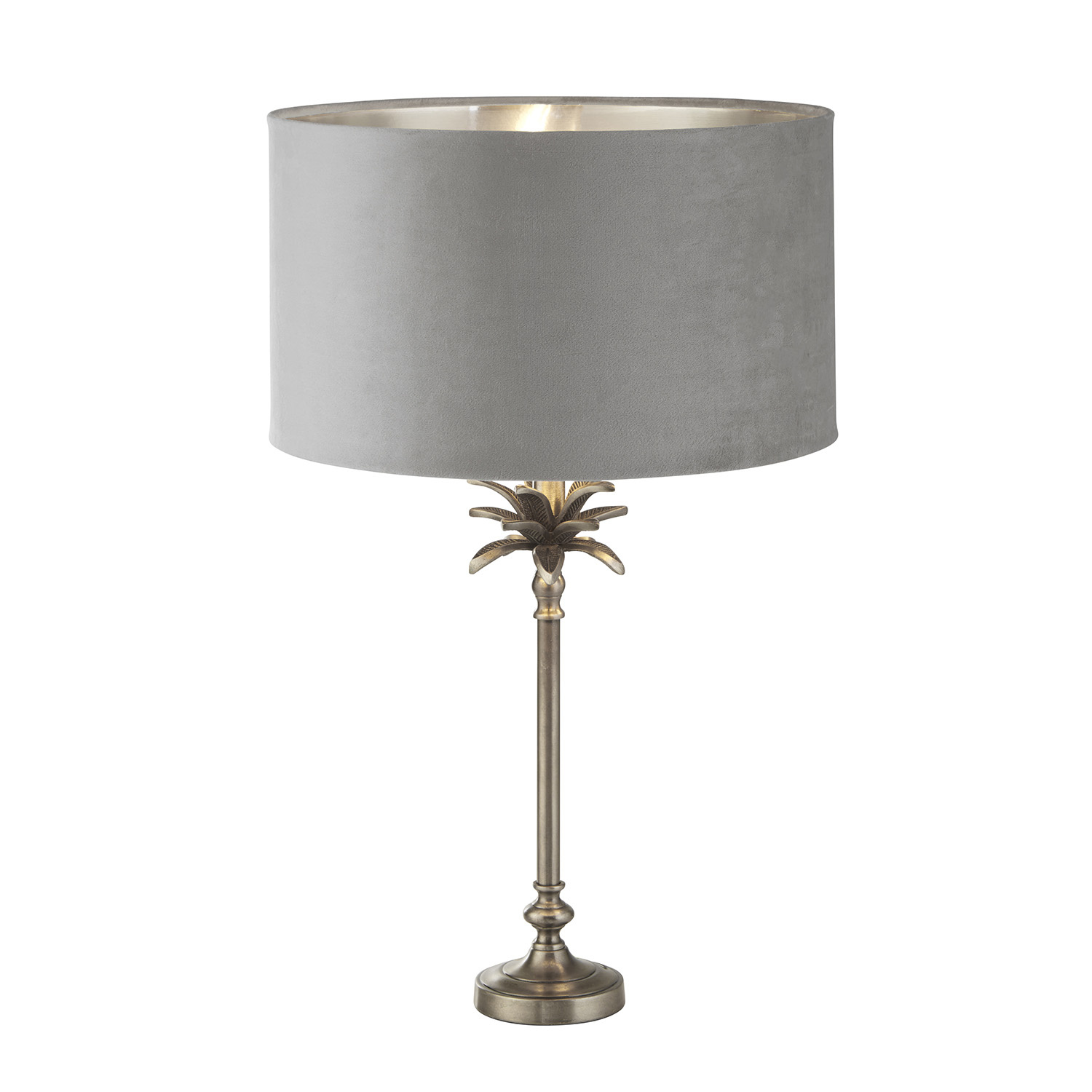 foto del prodotto lampada da scrivania contemporanea palma ottone velluto grigio 1 luce e27