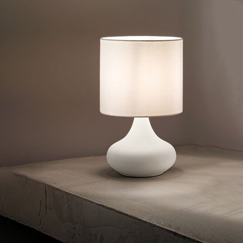 foto del prodotto lampada da scrivania contemporanea paul metallo bianco tessuto 1 luce e27