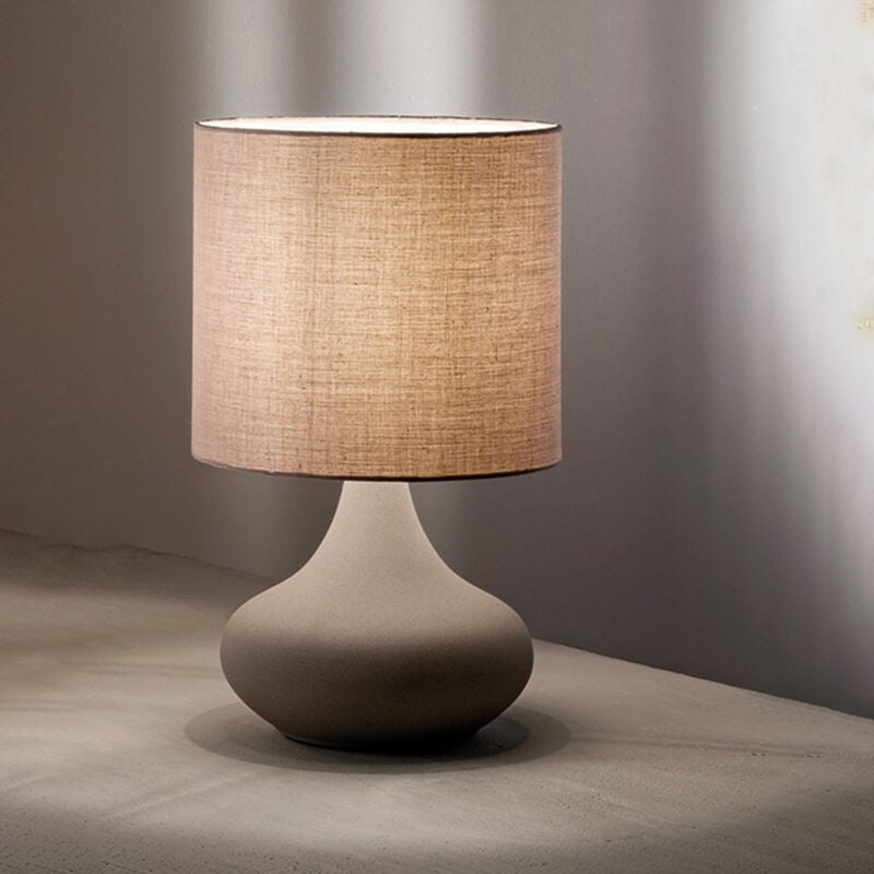 foto del prodotto lampada da scrivania contemporanea paul metallo tortora tessuto 1 luce e27