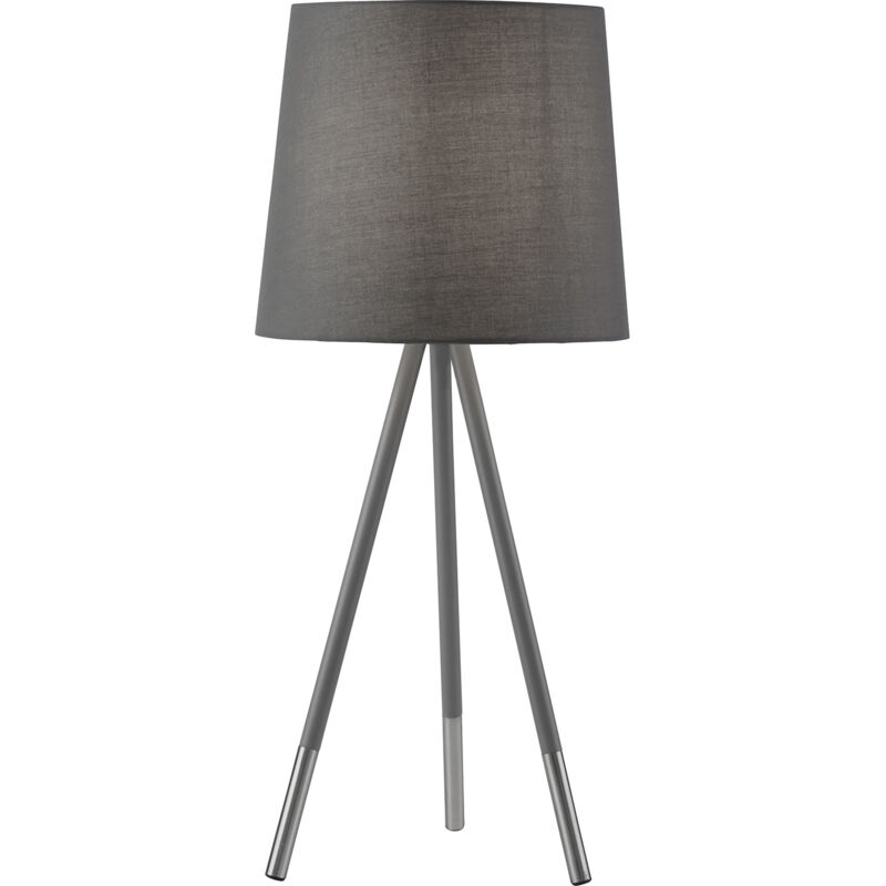 foto del prodotto lampada da scrivania contemporanea rio acciaio argento tessuto grigio 1 luce e14