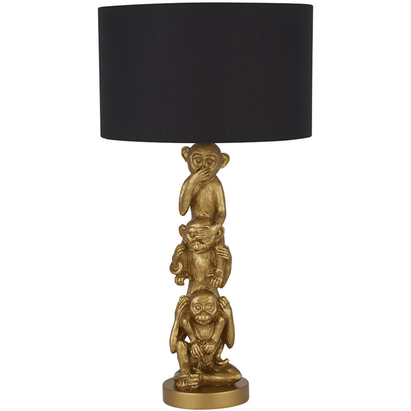 foto del prodotto lampada da scrivania contemporanea scimmia policarbonato oro nero 1 luce e27