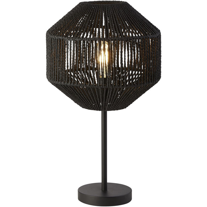 foto del prodotto lampada da scrivania contemporanea vimini acciaio nero tessuto bianco 1 luce e27
