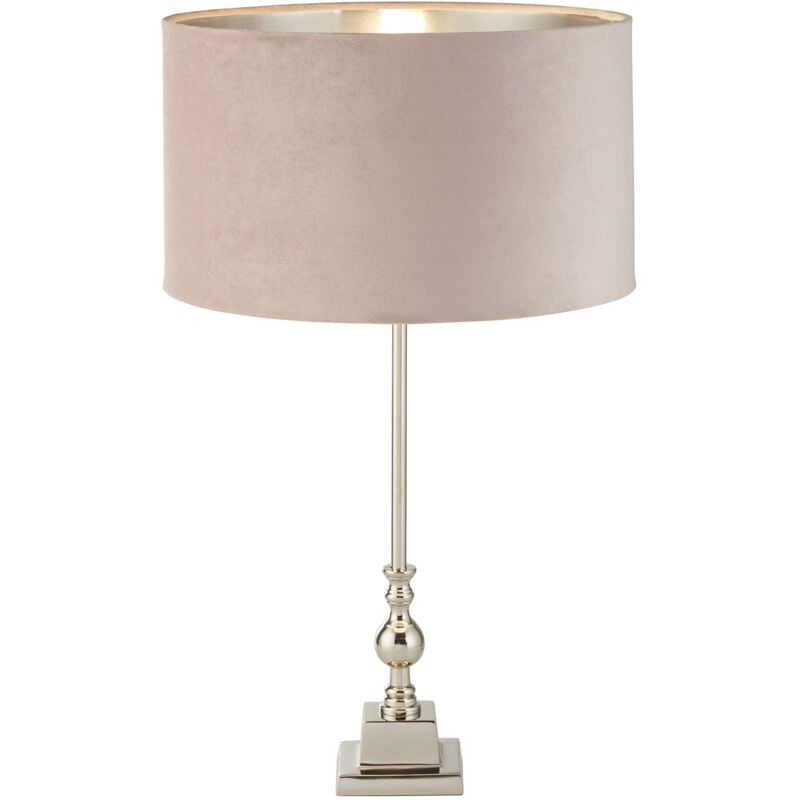 foto del prodotto lampada da scrivania contemporanea whitby metallo nichel velluto rosa 1 luce e27
