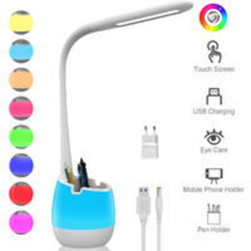 foto del prodotto lampada da scrivania flessibile, lampada ricaricabile con luce notturna colorata 3 modalit e 3 livelli. controllo touch luminosit 