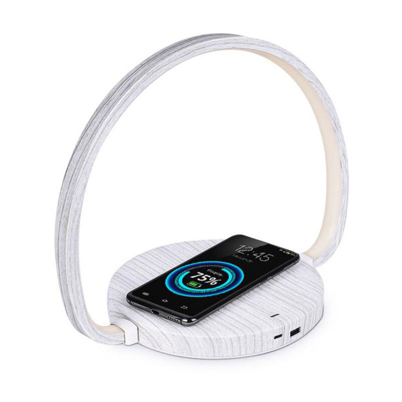 foto del prodotto lampada da scrivania girevole multifunzionale con ricarica wireless usb lettura camera da letto