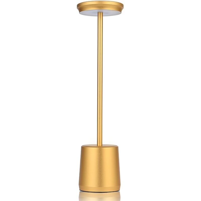 foto del prodotto lampada da scrivania in metallo senza fili, lampada da tavolo a led portatile con sensore tattile, lampada in alluminio ricaricabile a 3 colori, 3