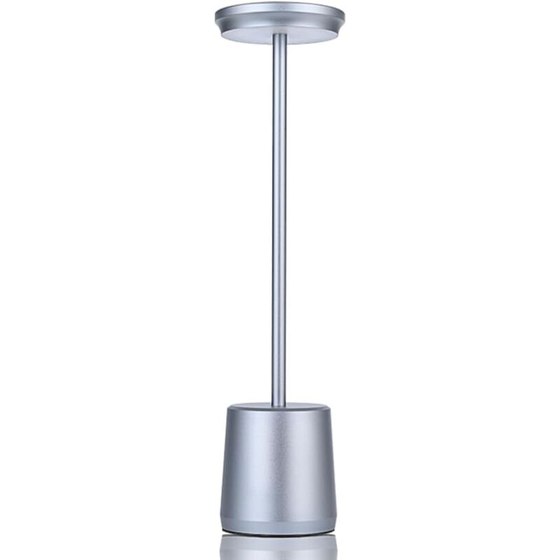 foto del prodotto lampada da scrivania in metallo senza fili, lampada da tavolo a led portatile con sensore tattile, luce ricaricabile in alluminio a 3 colori, lampada