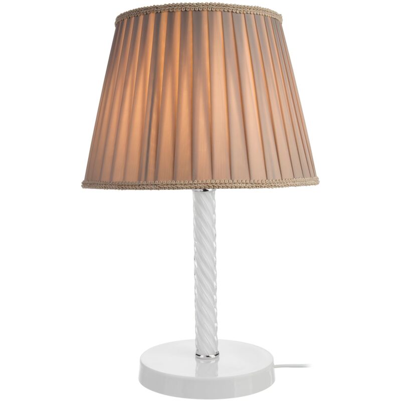 foto del prodotto lampada da scrivania in metallo vetro tessile 40 cm e27 bianco sabbia