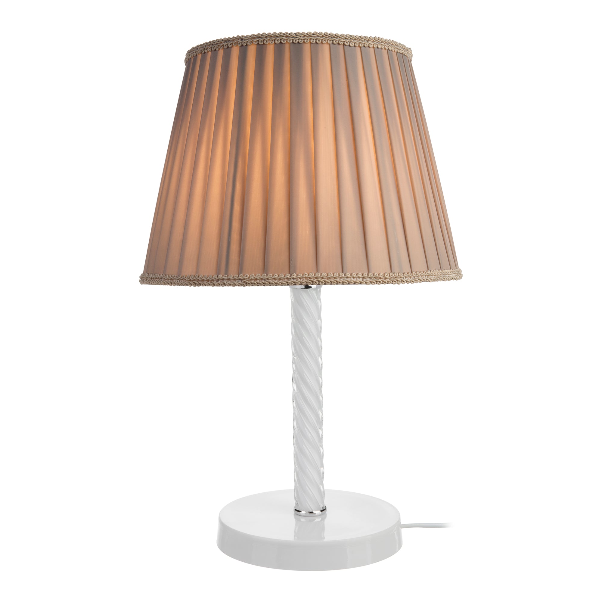 foto del prodotto lampada da scrivania in metallo vetro tessuto 40 cm e27 bianco/sabbia 03 0007378