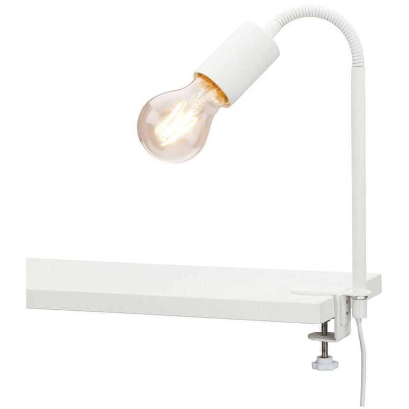 foto del prodotto lampada da scrivania, lampada a morsetto retr , lampada da lettura, braccio flessibile, interruttore a cavo, 1x e27, max. 10 watt, bianco, 2600 016