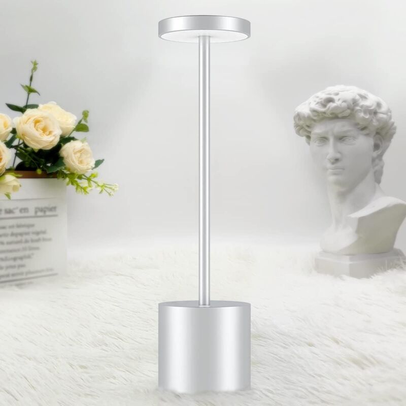 foto del prodotto lampada da scrivania, lampada da tavolo ricaricabile senza fili, lampada da scrivania a led da 3600 mah, design in metallo, ricarica usb, 3 modalit 
