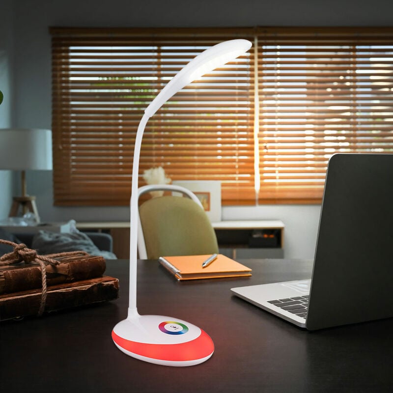 foto del prodotto lampada da scrivania lampada da tavolo touch cambia colore lampada da tavolo touch dimmerabile a collo di cigno, batteria bianco, 1x led 3w bianco