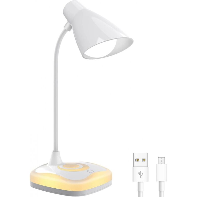 foto del prodotto lampada da scrivania, lampade da scrivania ricaricabili tramite usb, collo flessibile, protezione per gli occhi, 3 livelli di luminosit con