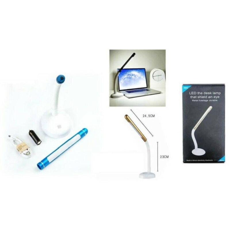 foto del prodotto lampada da scrivania led d24 snodabile ufficio pc notebook ricaricabile trade shop traesio
