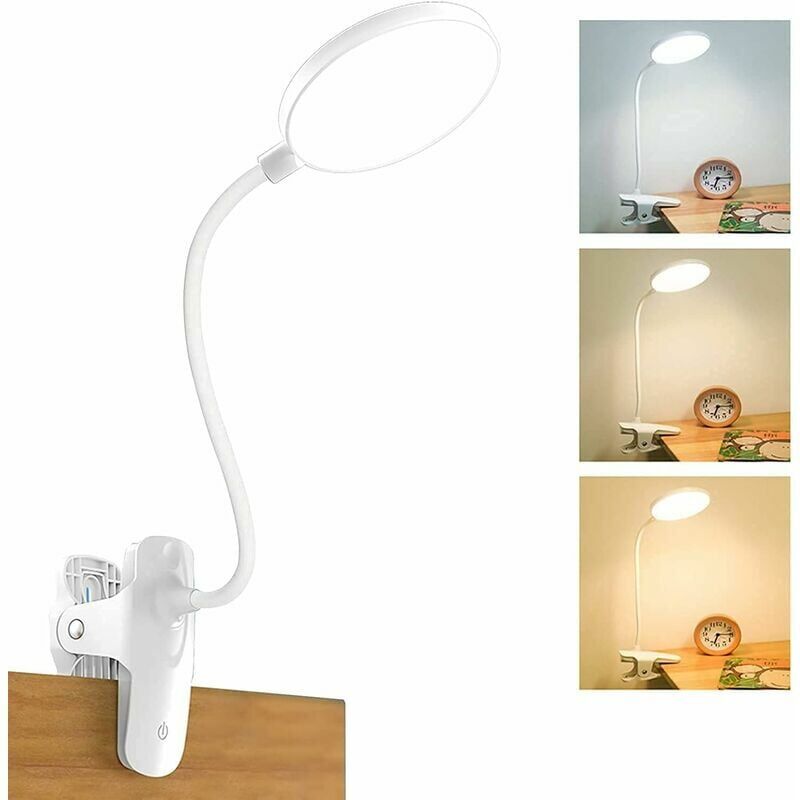 foto del prodotto lampada da scrivania led ricaricabile senza fili, t audace 3 colori e 3 intensit regolabili, lampada da comodino touch usb con clip per bambini,