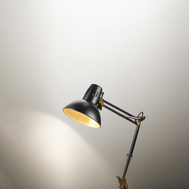 foto del prodotto lampada da scrivania moderna arc metallo nero e oro 1 luce e27