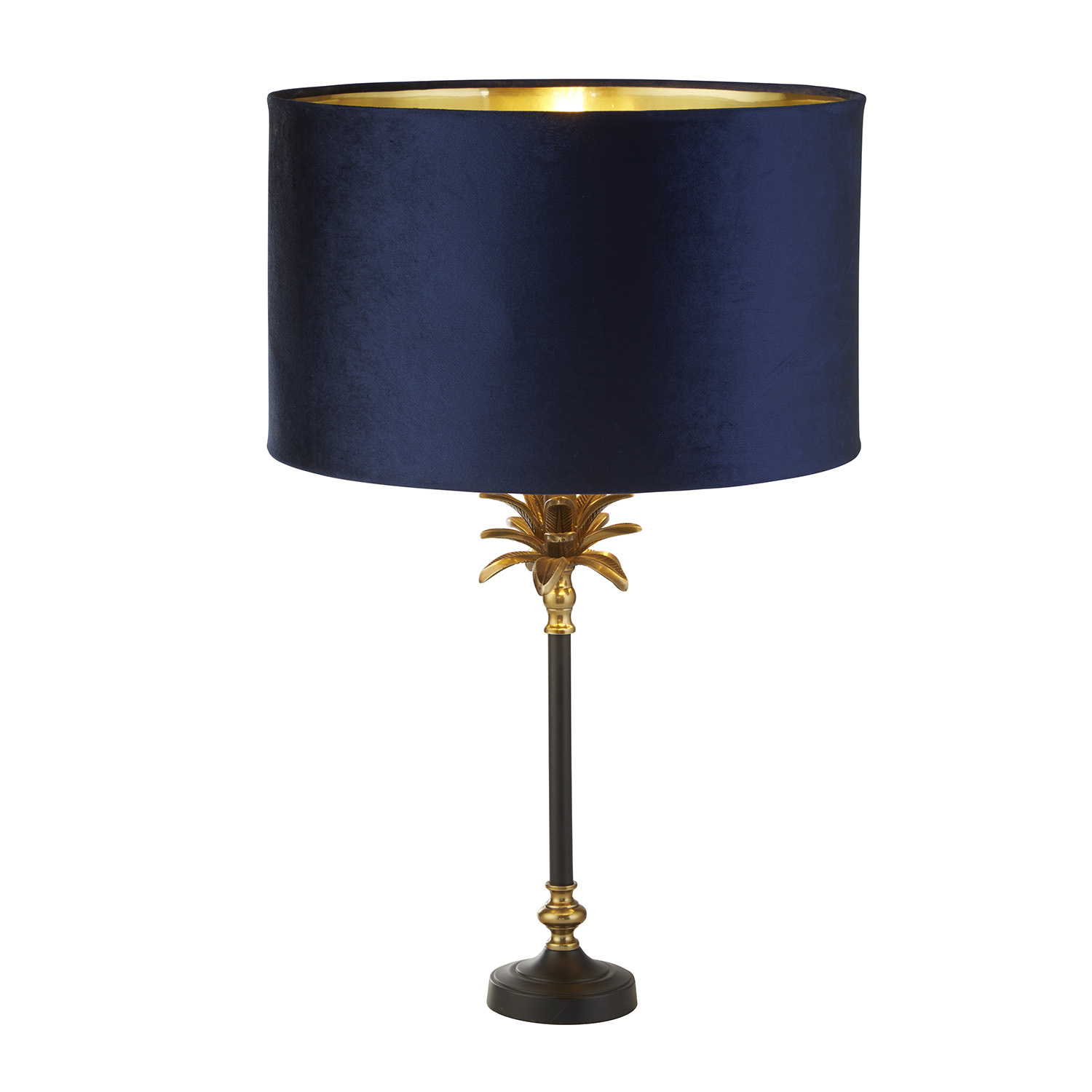foto del prodotto lampada da scrivania palma metallo nichel velluto blu 1 luce e27