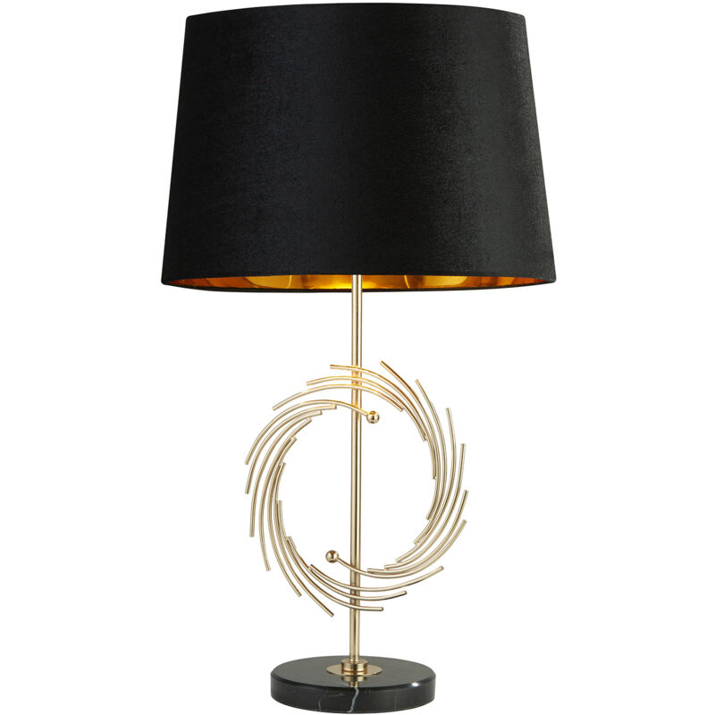 foto del prodotto lampada da scrivania romano marmo nero metallo oro tessuto nero 1 luce e27