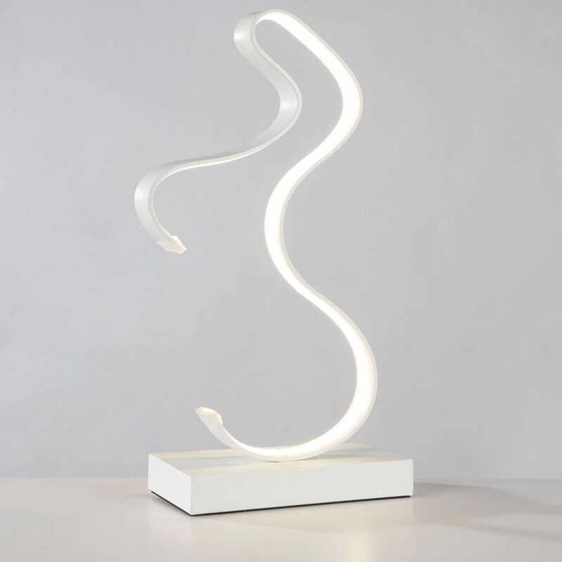 foto del prodotto lampada da scrivania tavolo led 10w ondulato bianco lume design moderno luce naturale fredda naturale 4000k