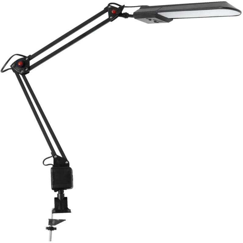 foto del prodotto lampada da scrivania tavolo led con braccio e morsetto studio nero 4,8 watt e