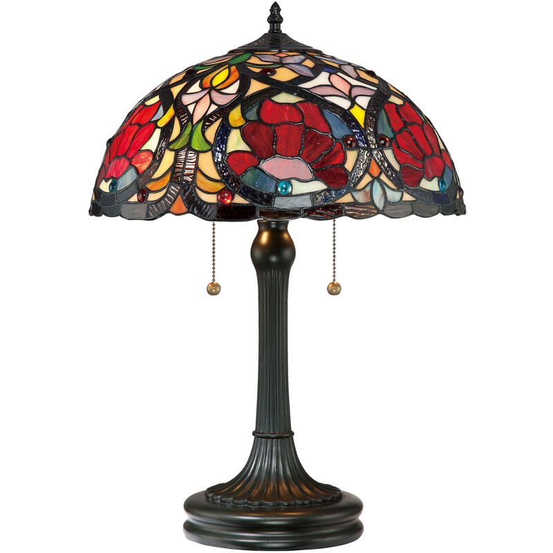 foto del prodotto lampada da scrivania tiffany larissa metallo bronzo vintage 2 luci e27